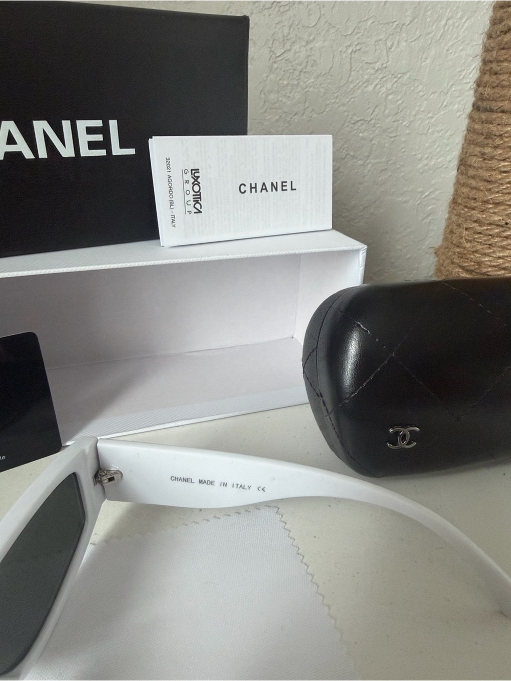 CHANEL Black and White Rectangular Men’s Sunglasses - Picture 3 of 9